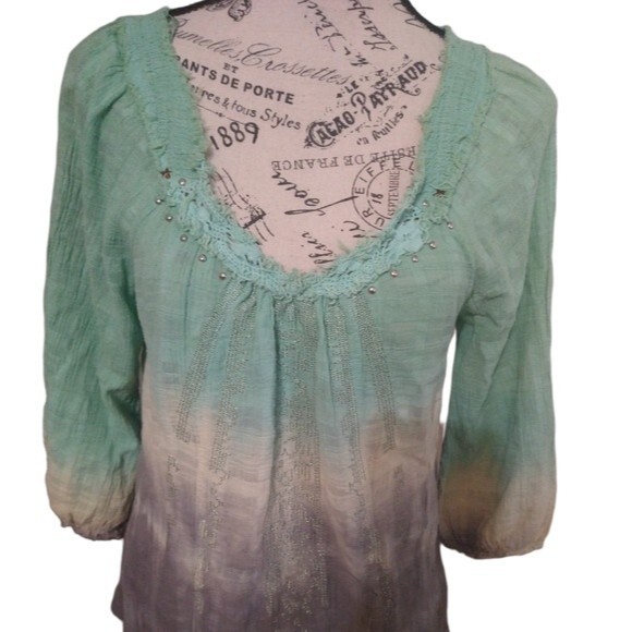 Free people tie dye fringed top Small Hobo Beachy - Picture 3 of 8